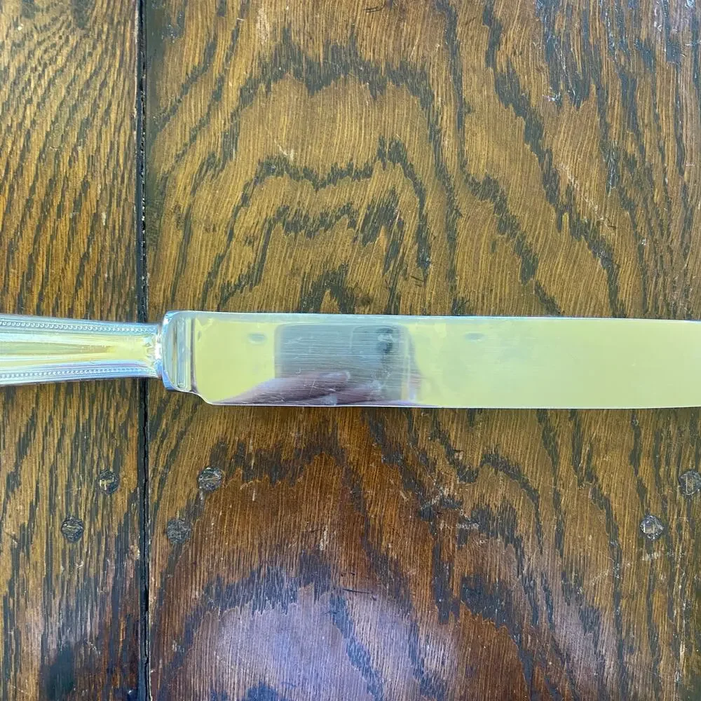 Christofle Perles Carving Knife Silverplate France 13in Serving Beaded
